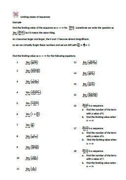 Limiting Value of Sequences